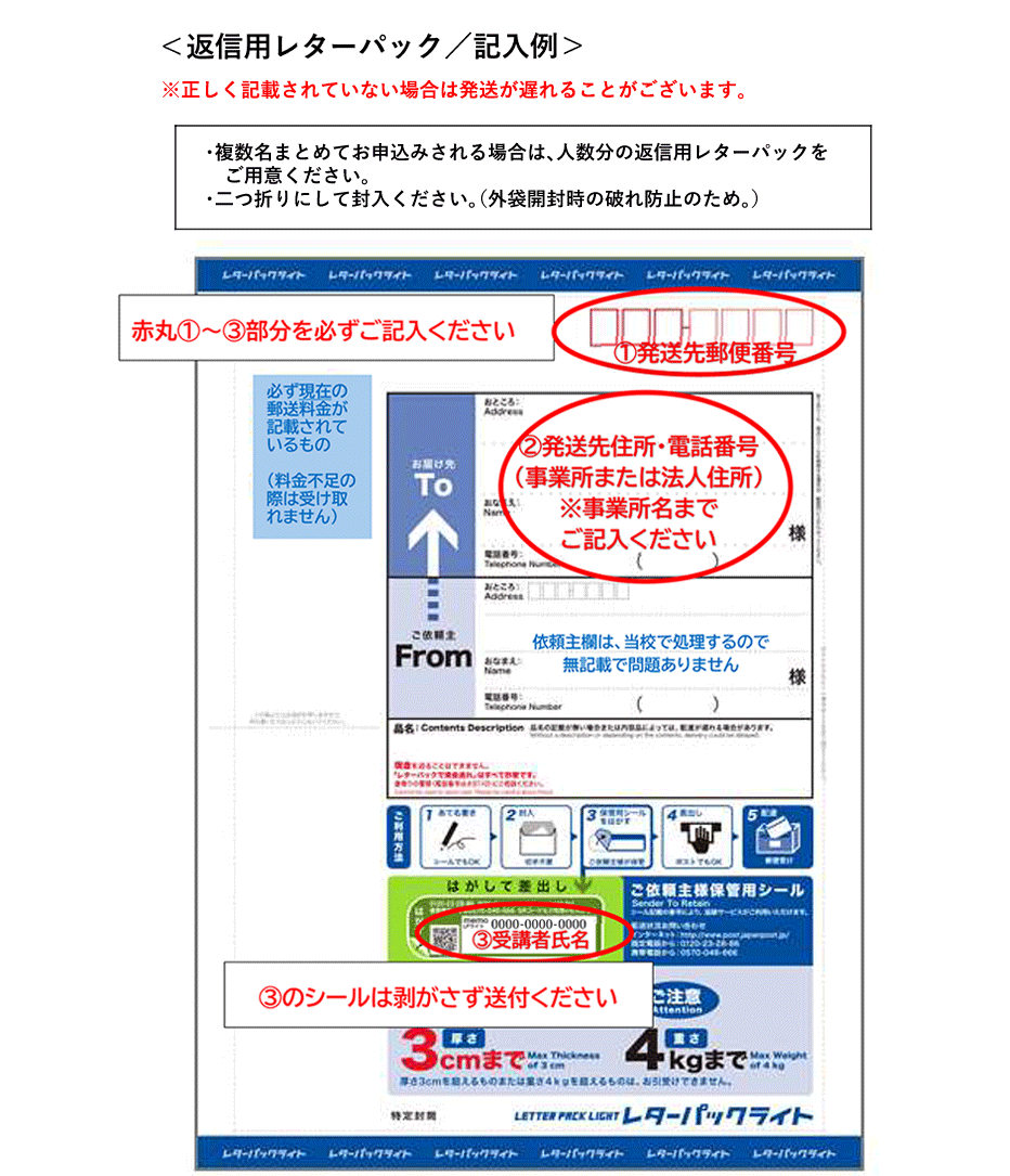 レターパック記入例